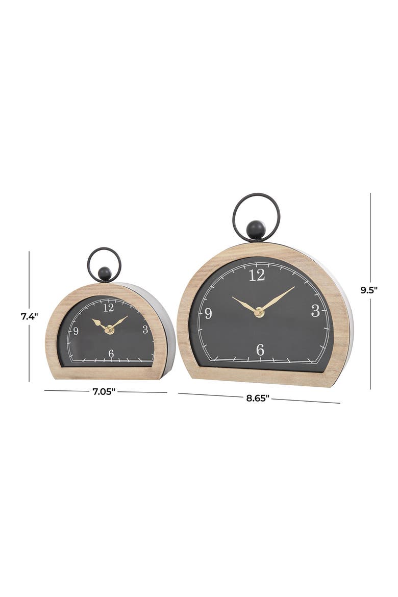 Set of 2 Modern Wooden Clocks, Alternate, color, BLACK