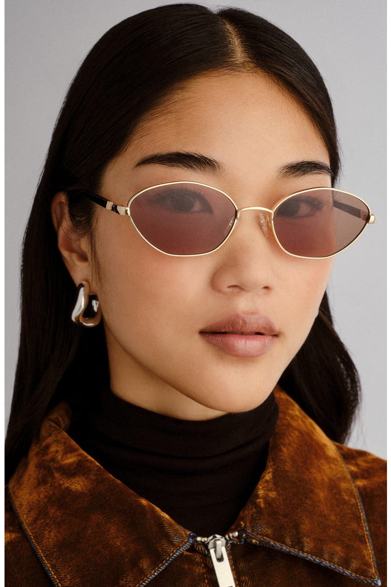 Le Bebe 58mm Oval Sunglasse, Alternate, color, GOLD / BROWN MONO