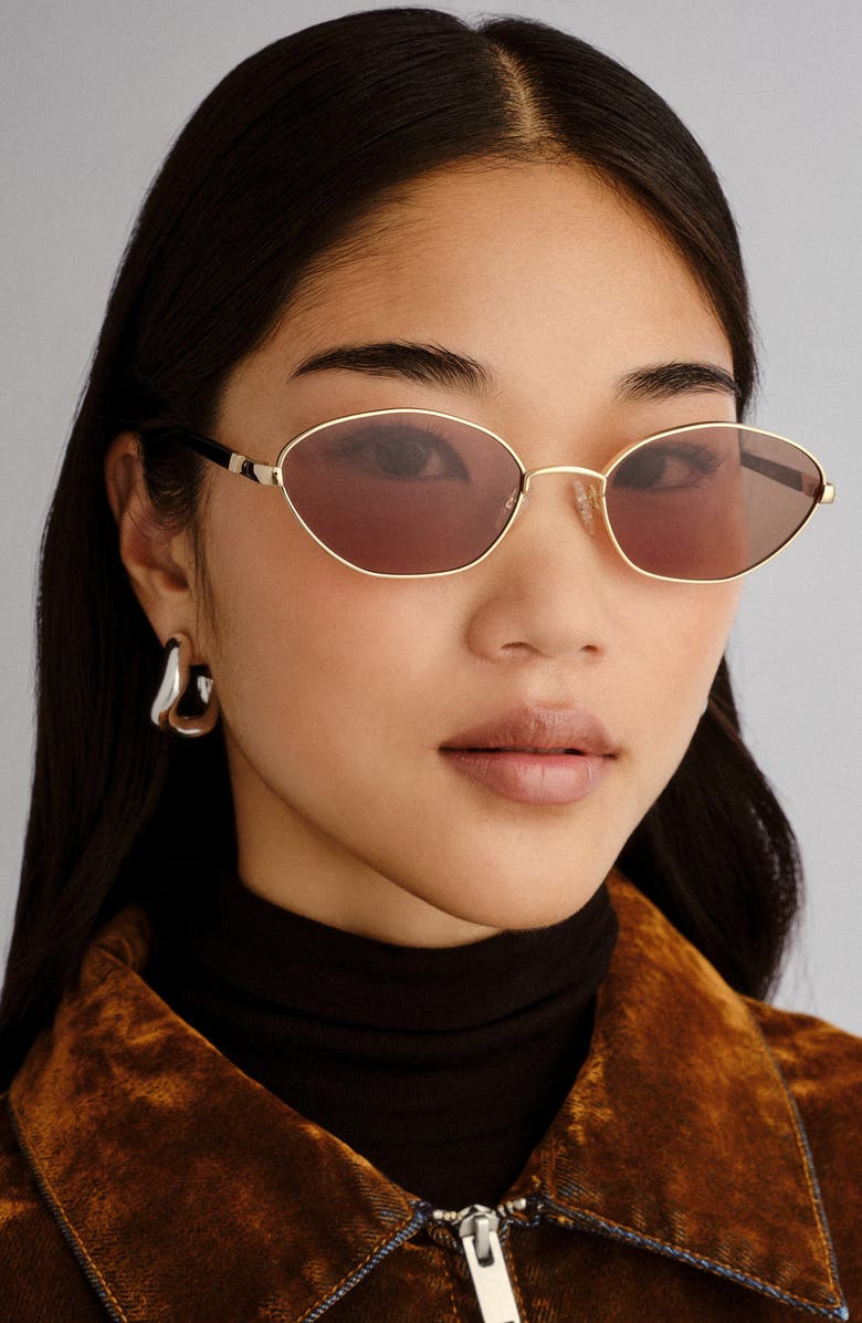 Le Specs Le Bebe 58mm Oval Sunglasse, Alternate, color, Gold / Brown Mono