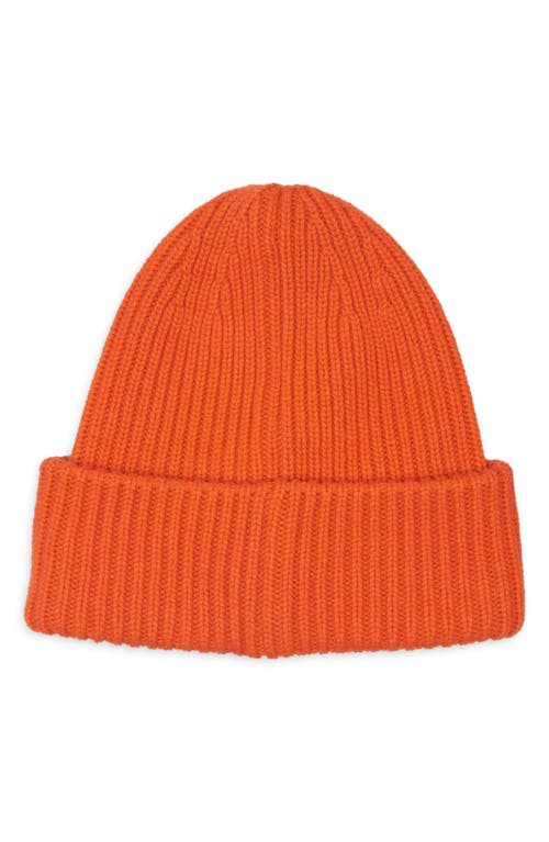 Moncler Logo Patch Virgin Wool & Cashmere Beanie In Orange
