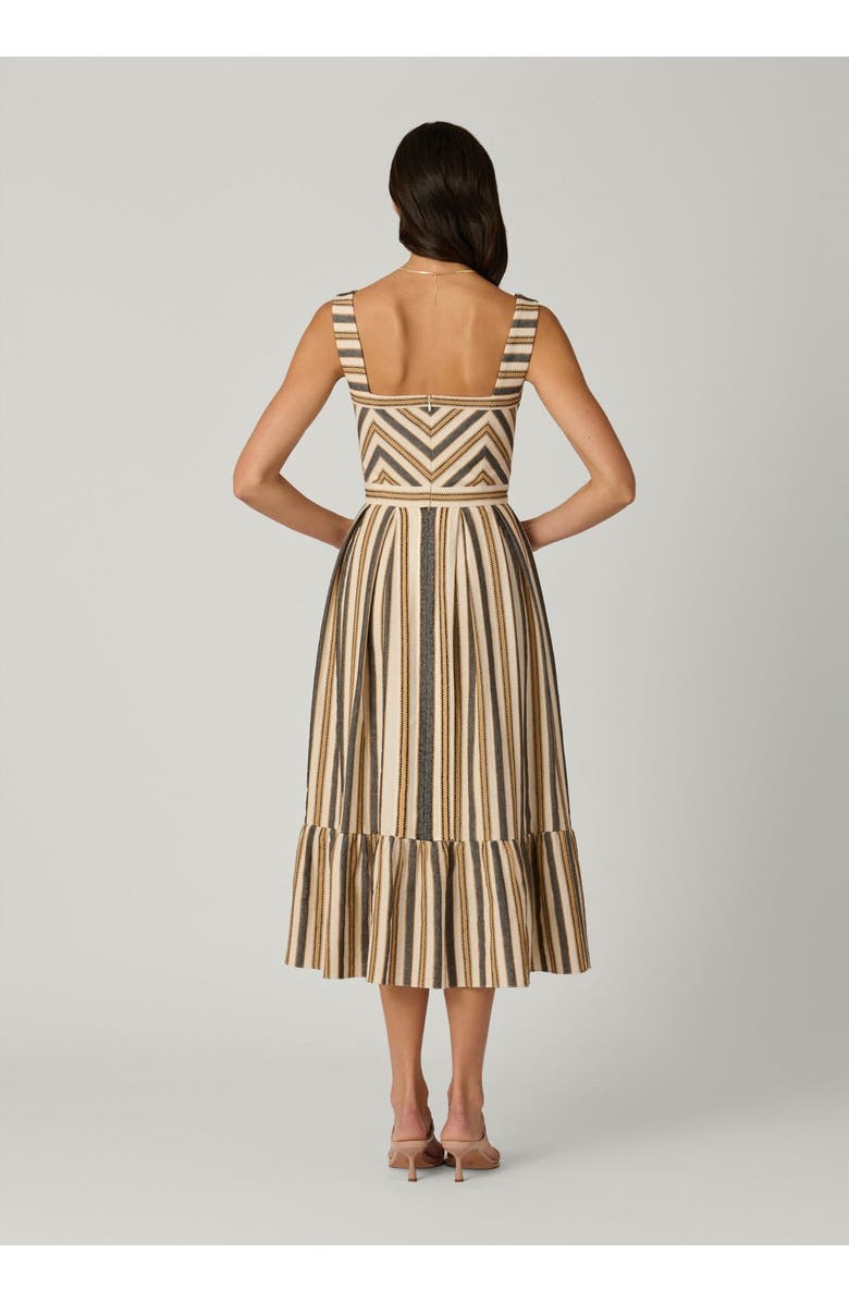 Shoshanna Lyda Contrast Stripe Jacquard Dress, Alternate, color, Sand/Ivory/Jet