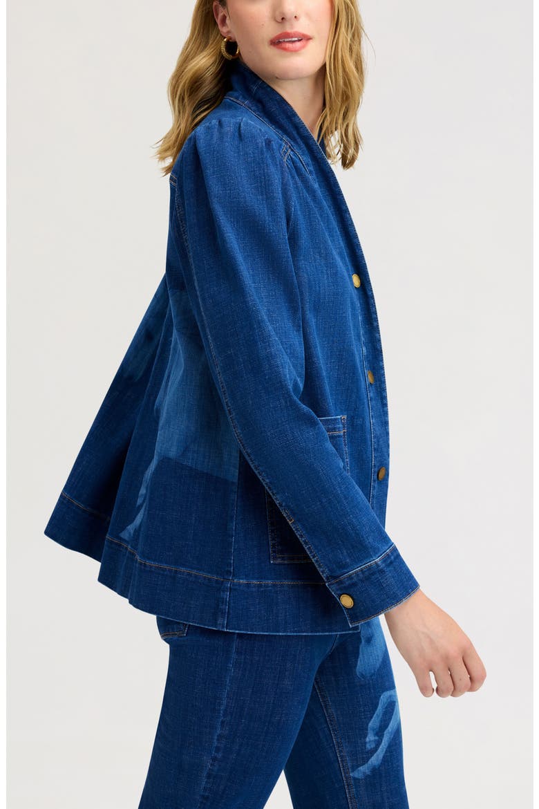 Puff Shoulder Denim Jacket, Alternate, color, APPALOOSA WASH