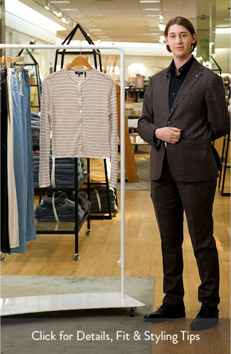 Stripe Crop Linen Blend Cardigan, sales video thumbnail