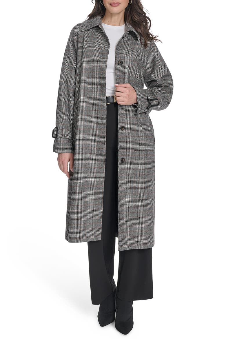 Belted Longline Coat, Alternate, color, BLK WHT
