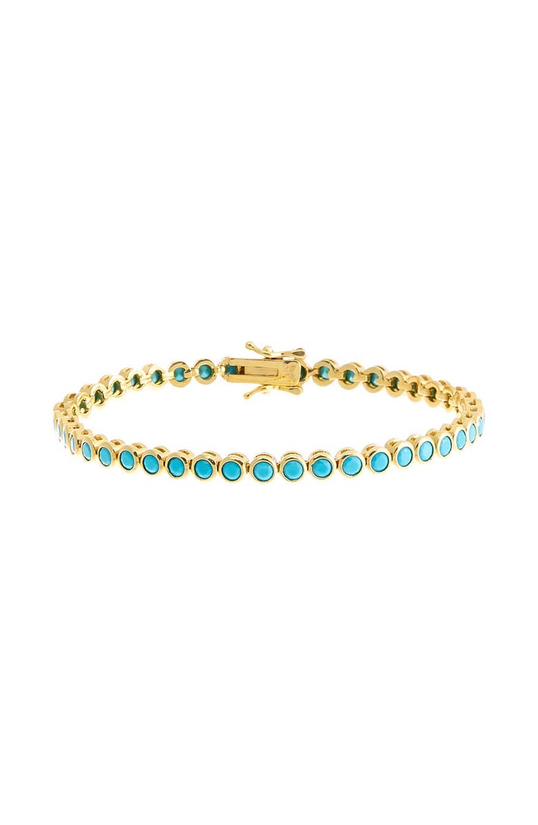 BY ADINA EDEN Colored Bezel Tennis Bracelet, Main, color, Turquoise