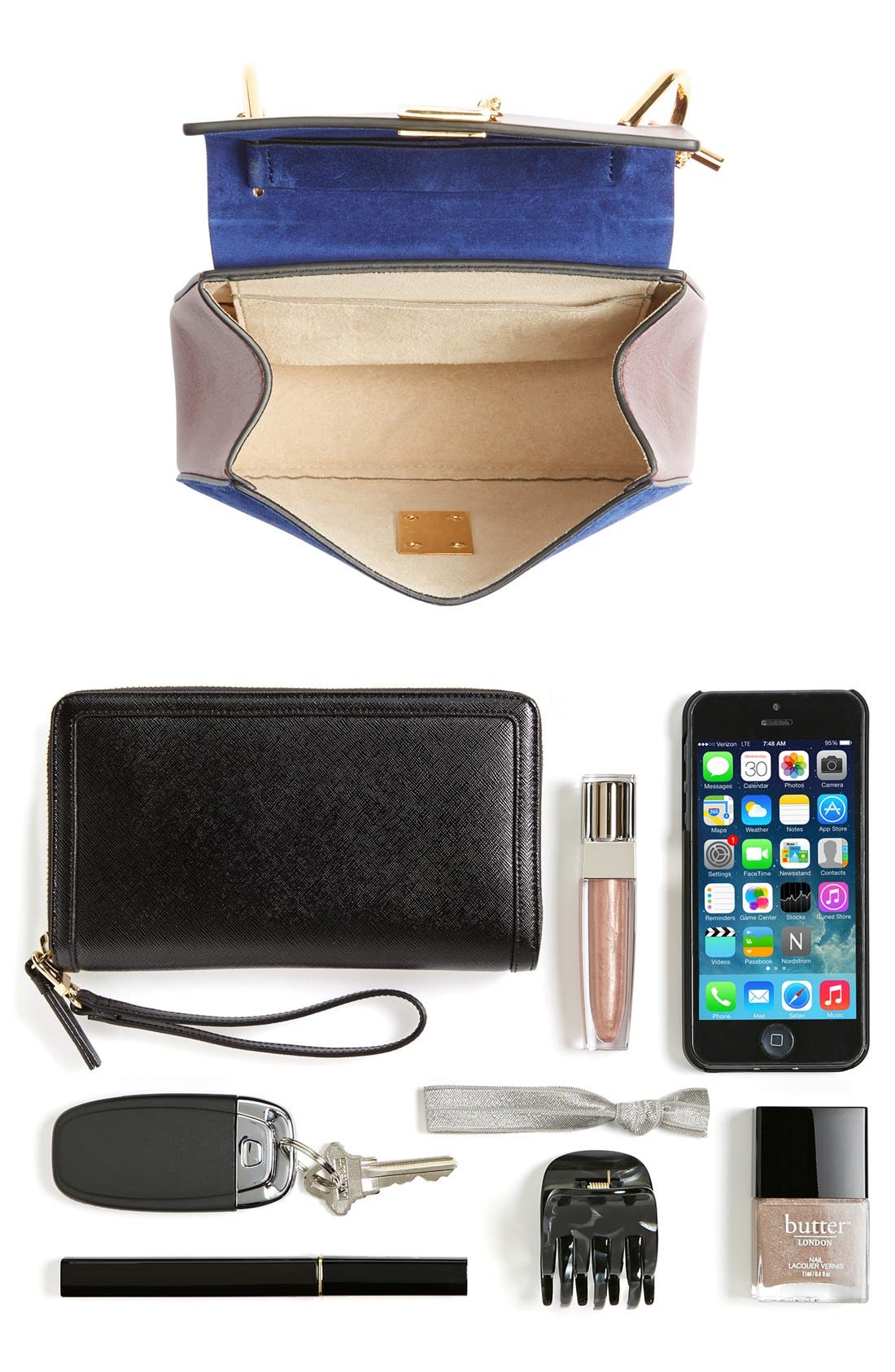 Chloé 'Mini Drew' Leather & Suede Shoulder Bag, Alternate, color, 