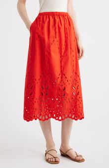 Embroidered Midi Skirt