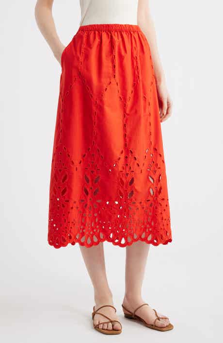 Embroidered Midi Skirt