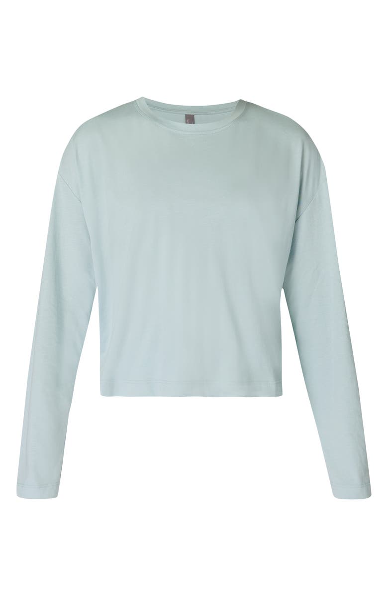 Sweaty Betty Essential Long Sleeve Boxy Crop Top, Alternate, color, Muted Teal Blue