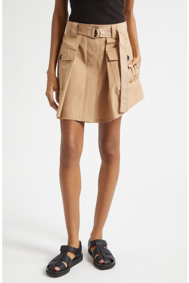 Veyra Belted Cargo Miniskirt, Main, color, CAMEL