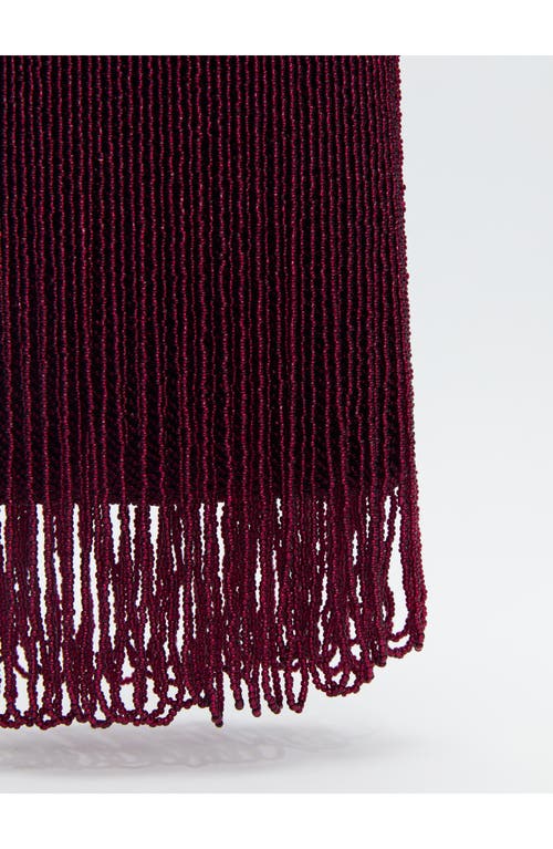 Reformation Valentina Mini Beaded Satin Shoulder Bag In Burgundy