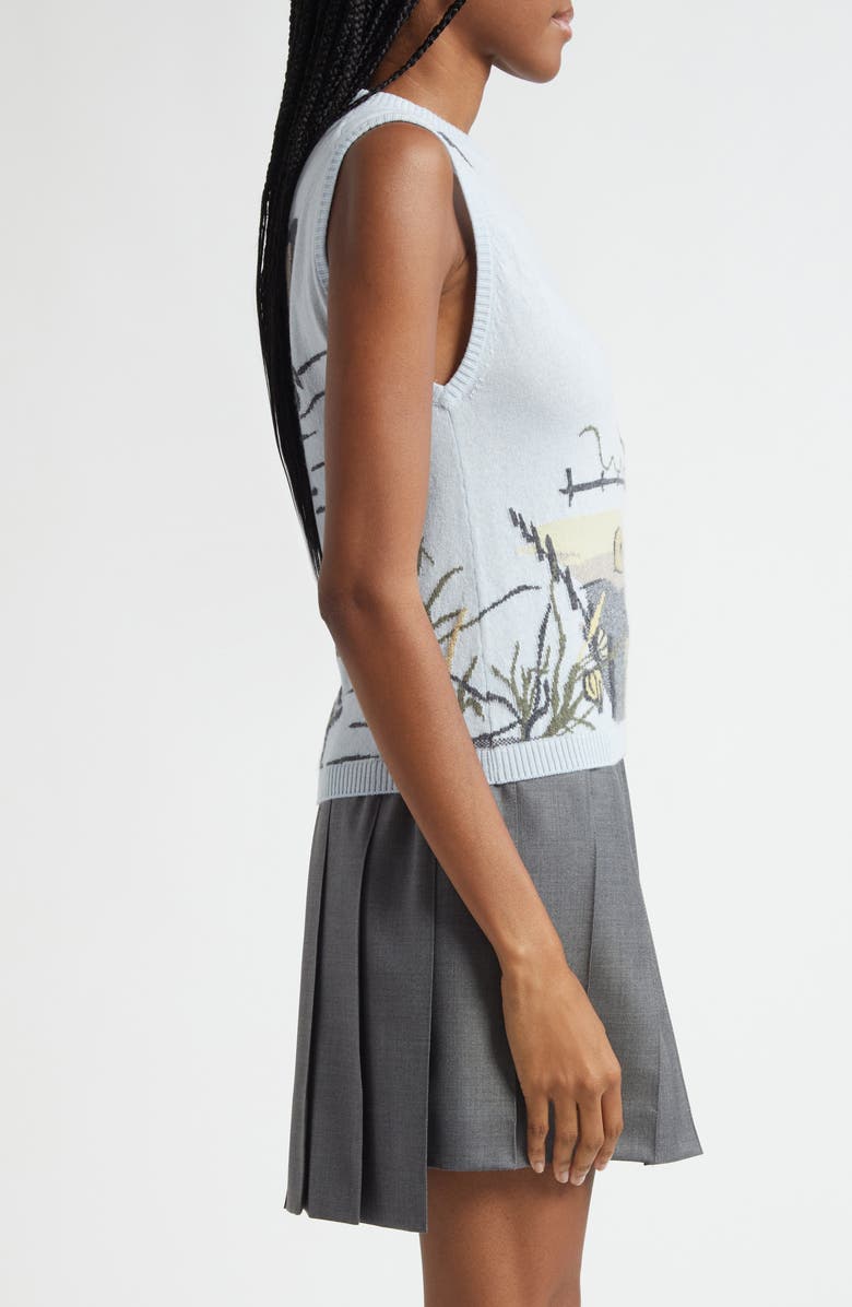 Thom Browne Seasonal Print Sleeveless Cashmere Sweater, Alternate, color, Light Blu