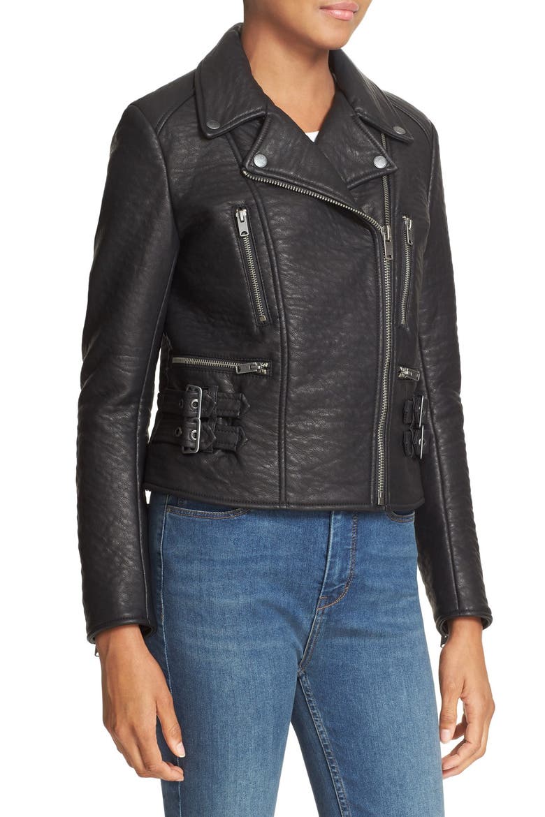 'Soho' Faux Leather Moto Jacket, Alternate, color, BLACK
