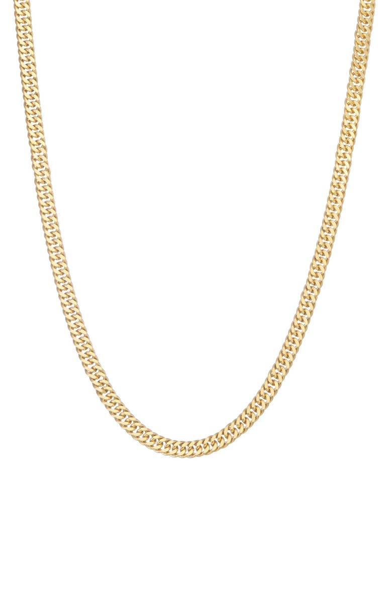 FZN 14K Gold Over Silver Men's Double Curb Chain Necklace, Main, color,
