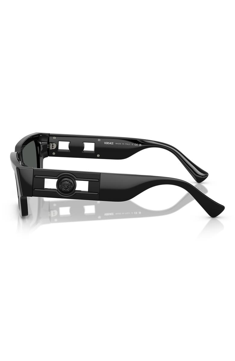 Versace 54mm Rectangular Sunglasses, Alternate, color, Black/Black