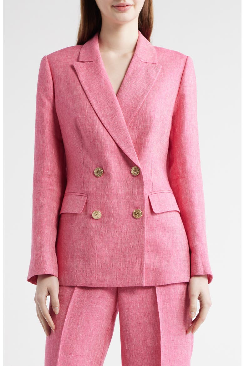 The Kenna Double Breasted Linen Blazer, Alternate, color, PLUM ROSE