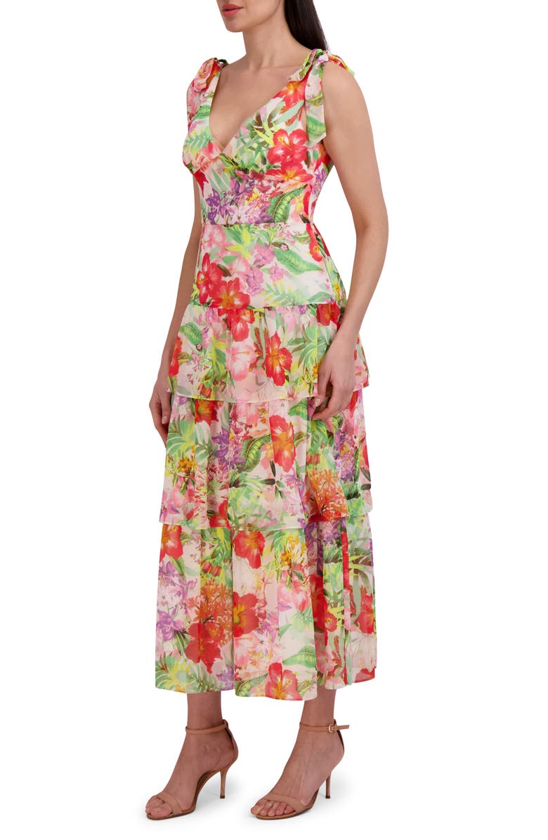 Julia Jordan Floral Tie Strap Tiered Maxi Dress, Alternate, color, 