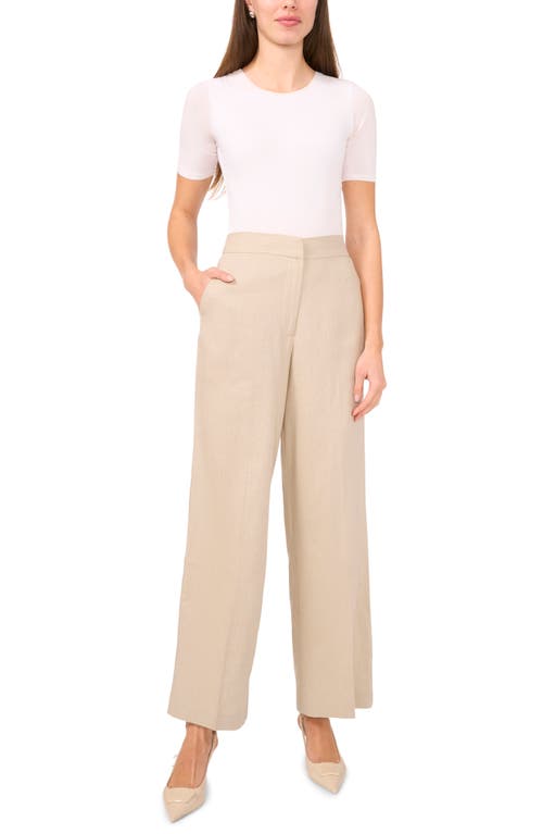 Halogenr Halogen(r) Linen Blend Crop Wide Leg Pants In Taupe Bisque