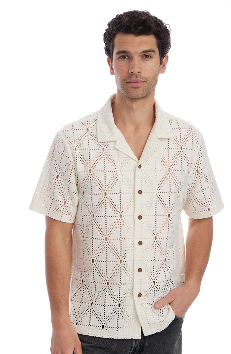 PX Openwork Camp Shirt, Alternate, color, Cream