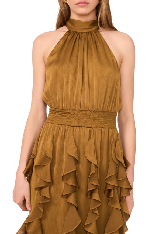 1.state Cascade Ruffle Chiffon Maxi Dress In Brown