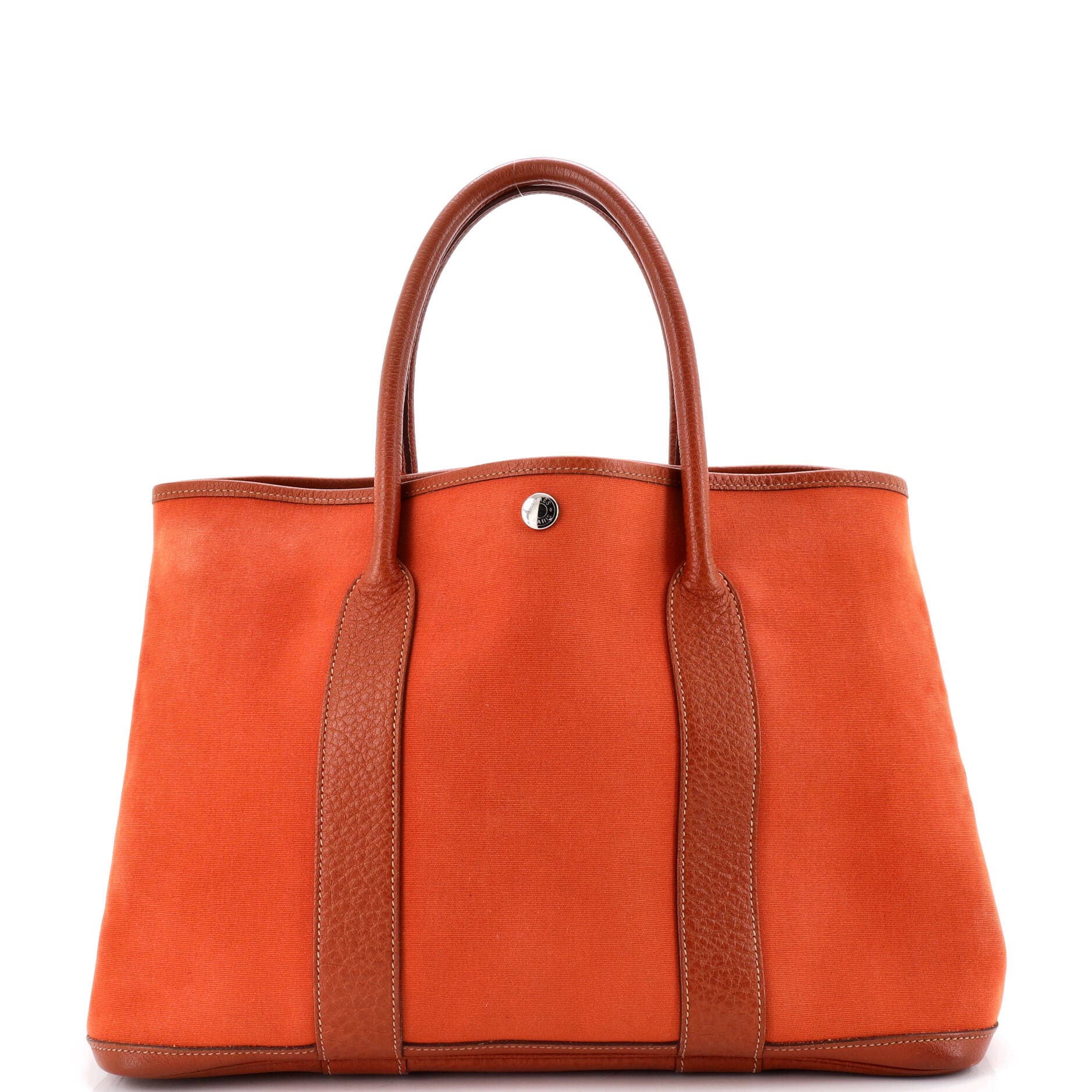 Pre-Owned Hermes Garden Party Tote Toile and Leather 36, Main, color, Potiron