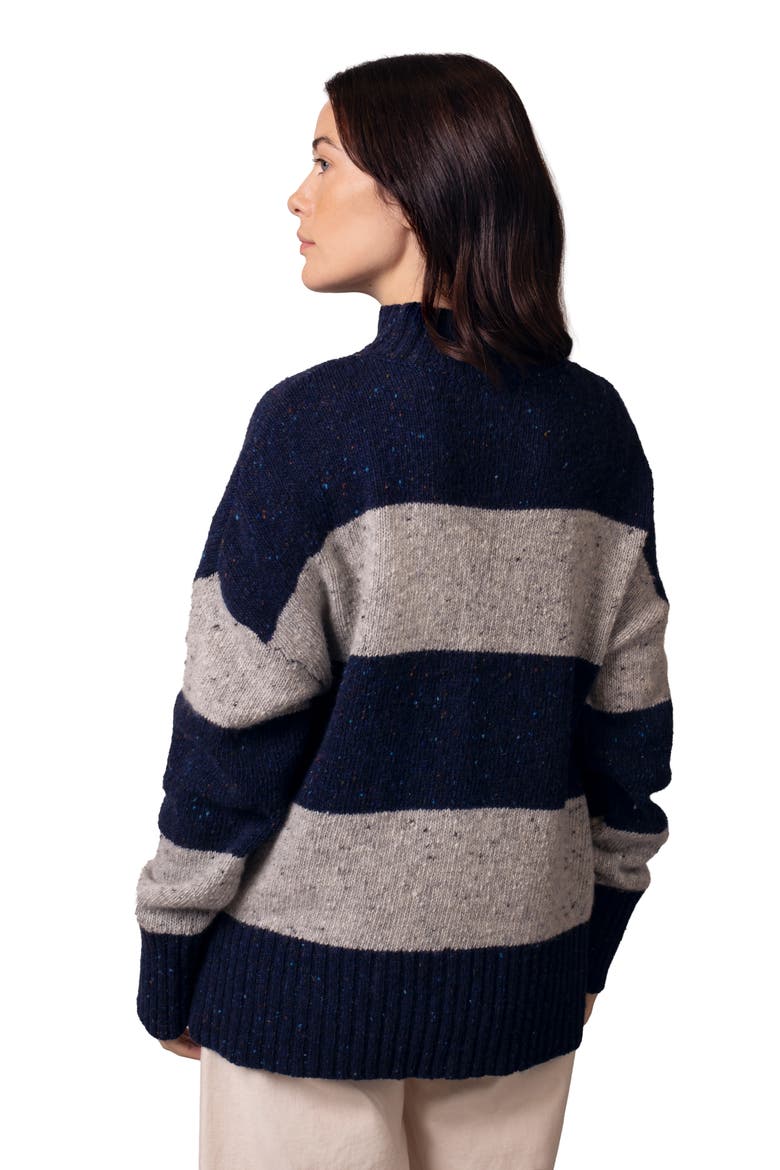 Donegal Colourblock Funnel Neck Sweater, Alternate, color, Navy / Oatmeal