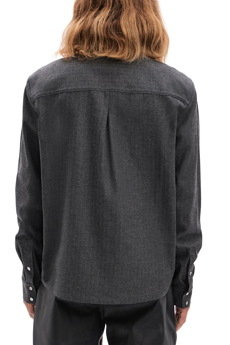 Ferro Herringbone Snap-Up Cotton & Wool Blend Overshirt, Alternate, color, WOOD GREY
