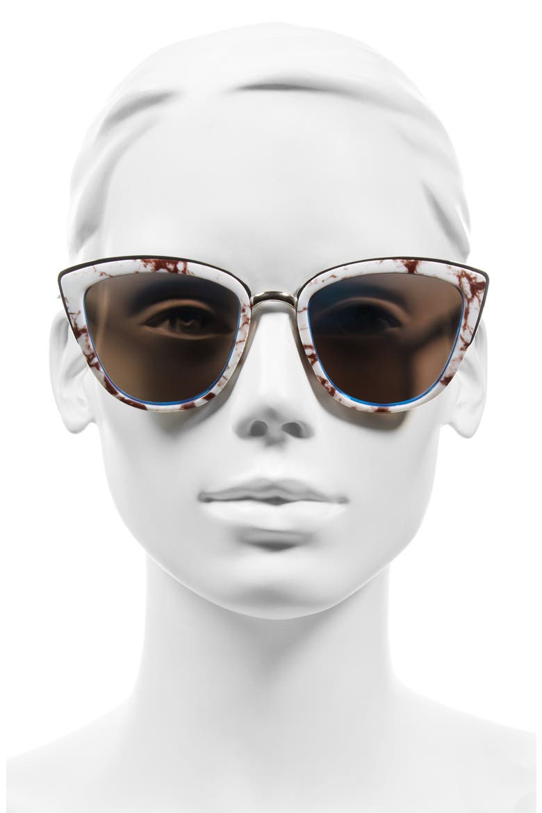 57mm Cat Eye Sunglasses, Alternate, color, WHITE MARBLE