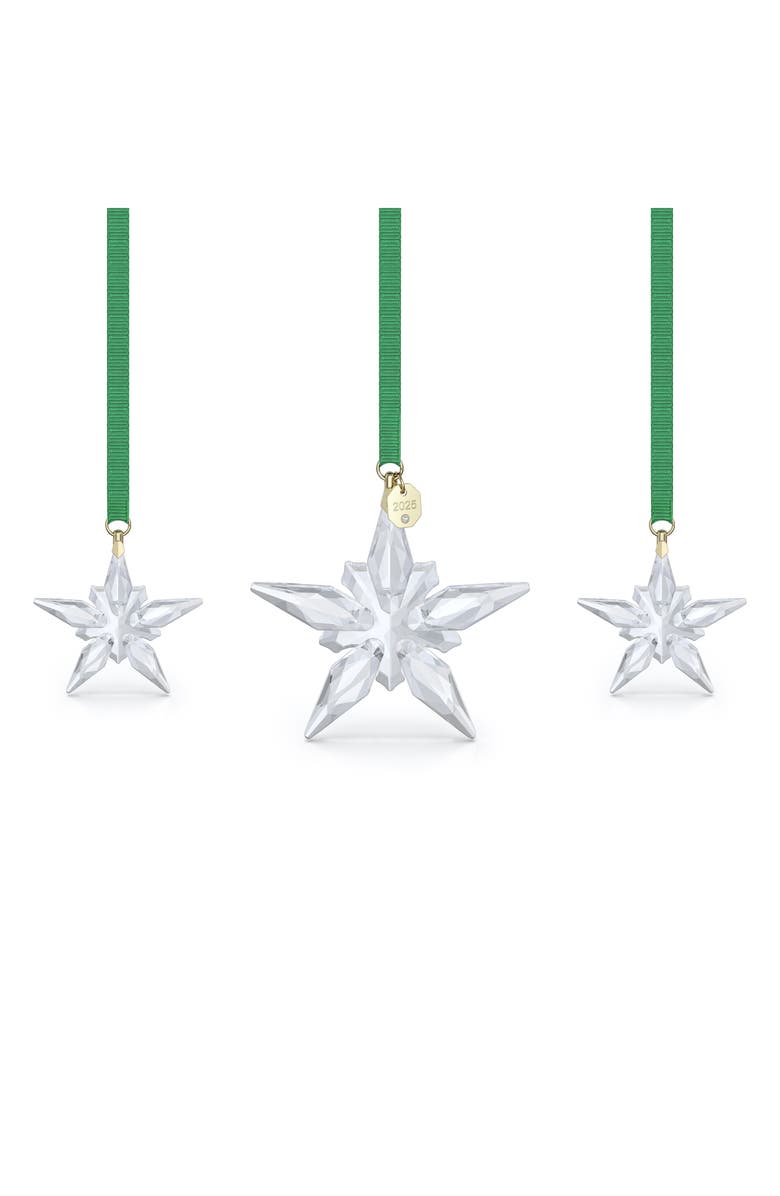 Swarovski 2025 Annual Edition Set of 3 Crystal Snowflake Ornaments, Main, color, White