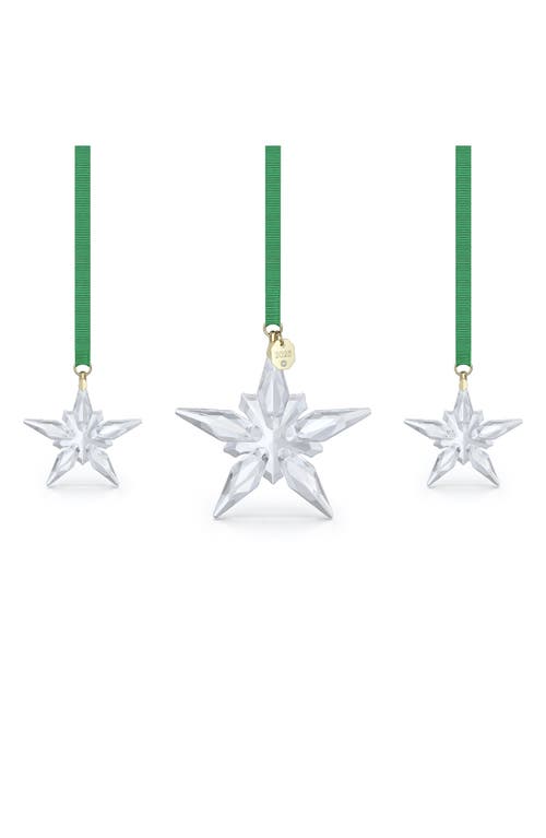 Swarovski 2025 Annual Edition Set Of 3 Crystal Snowflake Ornaments In White