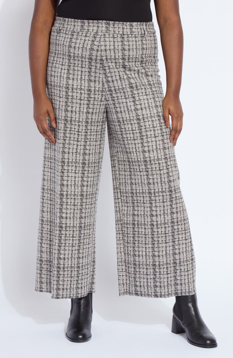 Lysse Erin Tweed Print Pull-On High Waist Ankle Wide Leg Pants, Main, color, Lush Tweed Texture