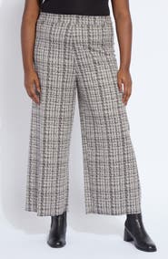 Lysse Erin Tweed Print Pull-On High Waist Ankle Wide Leg Pants
