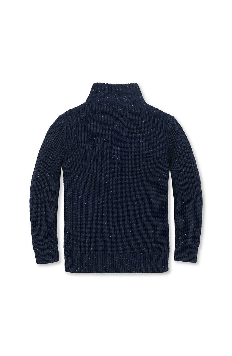 Hope & Henry Kids' Organic Mock Neck Cardigan Stitch Sweater, Alternate, color, Navy Fleck