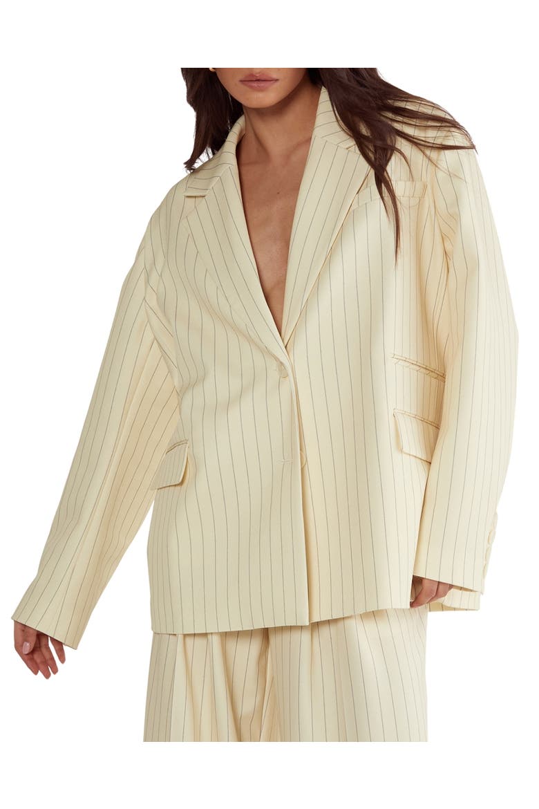 Oversized Pinstripe Tailored Blazer, Alternate, color, Butter