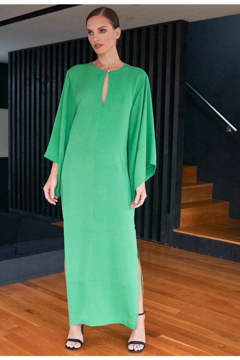 Wide Sleeve Silk Tunic Dress, Alternate, color, Green