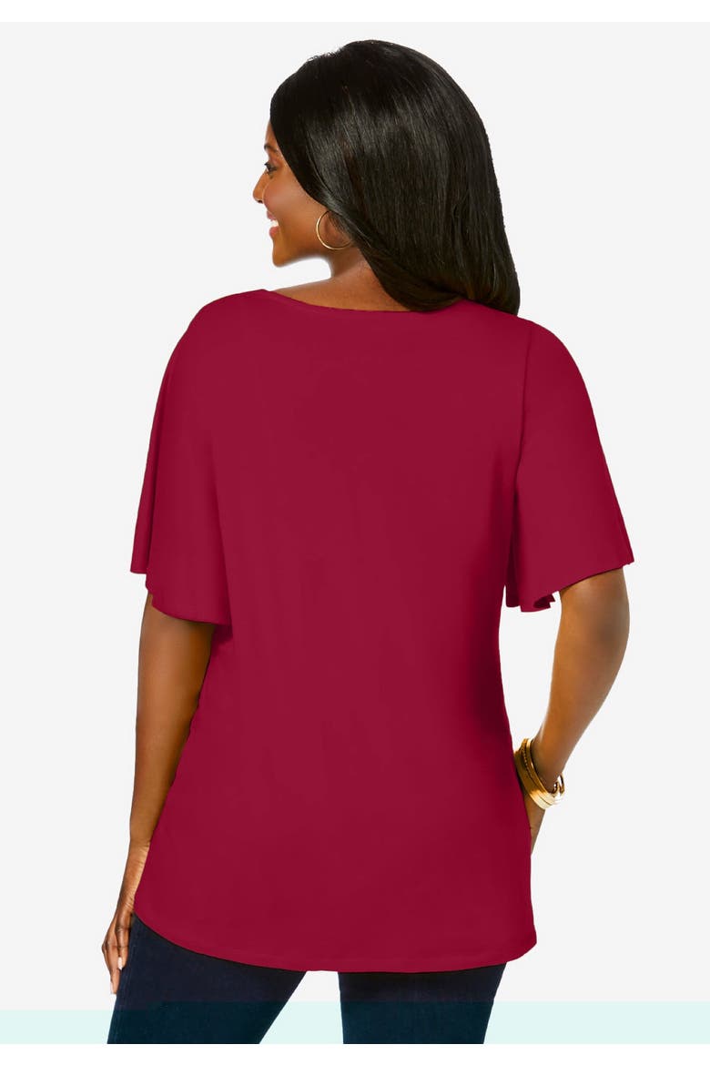 Stretch Knit Flutter Sleeve Tunic, Alternate, color, PALE LILAC
