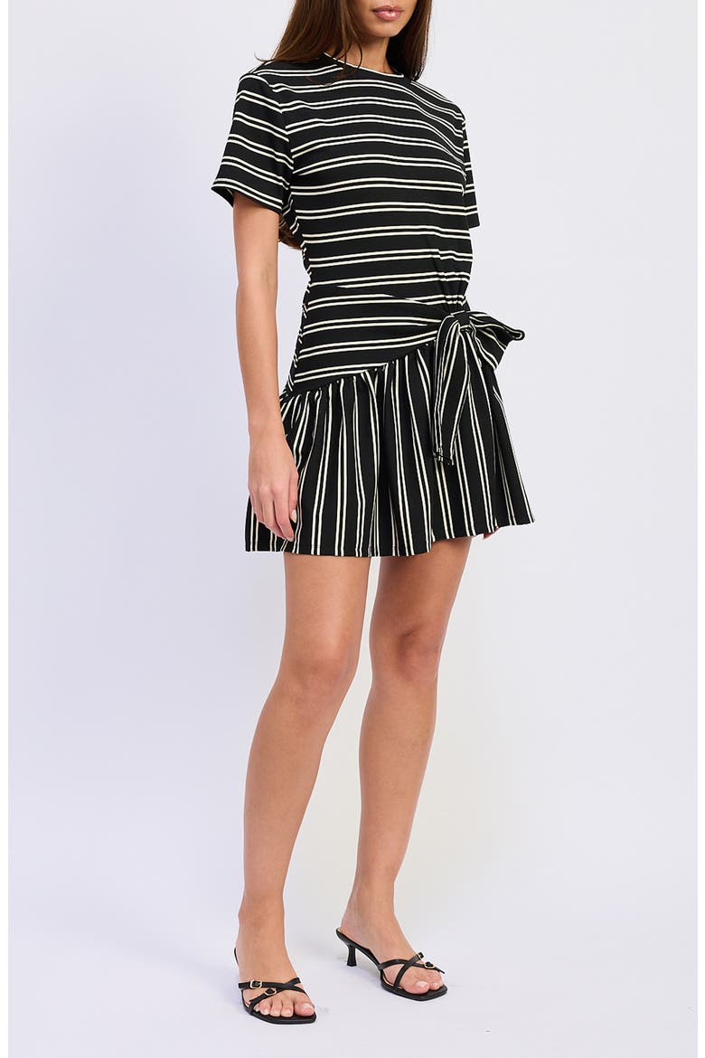 Cara Stripe Jersey Minidress, Alternate, color, BLACK IVORY