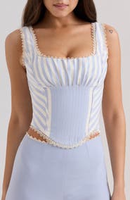 HOUSE OF CB Petra Lace Trim Pintuck Corset Top
