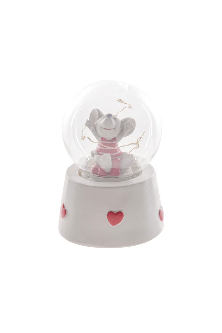 Mouse Snow Globe Valentine's Day Small Decorative Figurine, Main, color, White