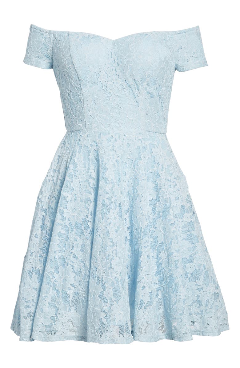 Soprano Lace Off the Shoulder Fit & Flare Dress, Alternate, color, 