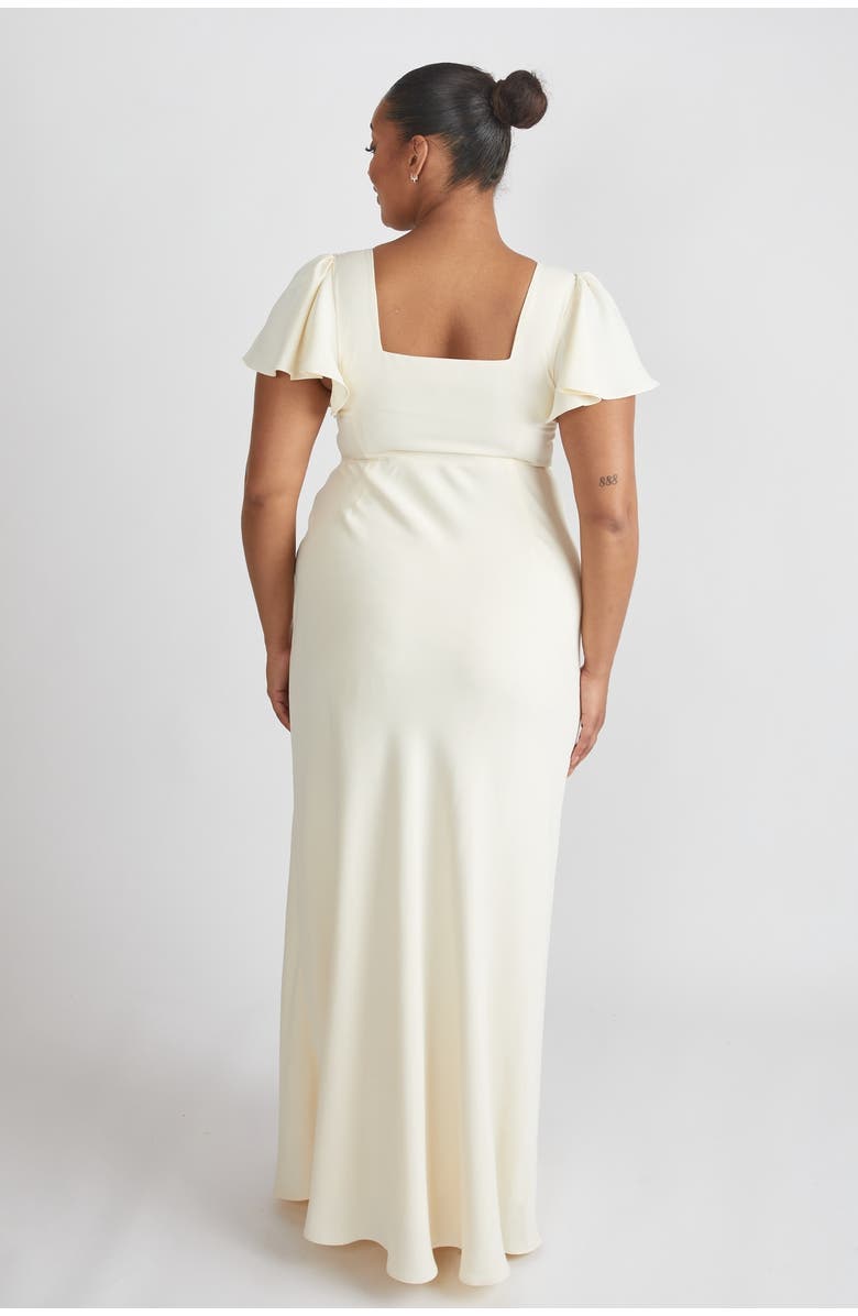 Six Stories Square Neck Crepe Bridesmaid Dress, Alternate, color, Almond