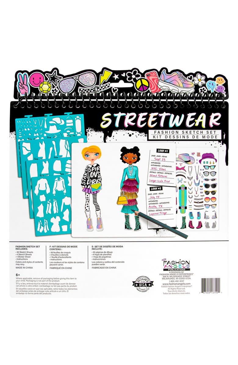 Fashion Angels Fashion Sketch Set - Streetwear, Design & Create Themed Outfits, Alternate, color, Multicolored
