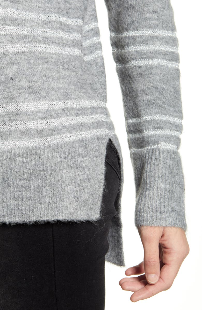 All in Favor Metallic Stripe V-Neck Tunic Sweater, Alternate, color,