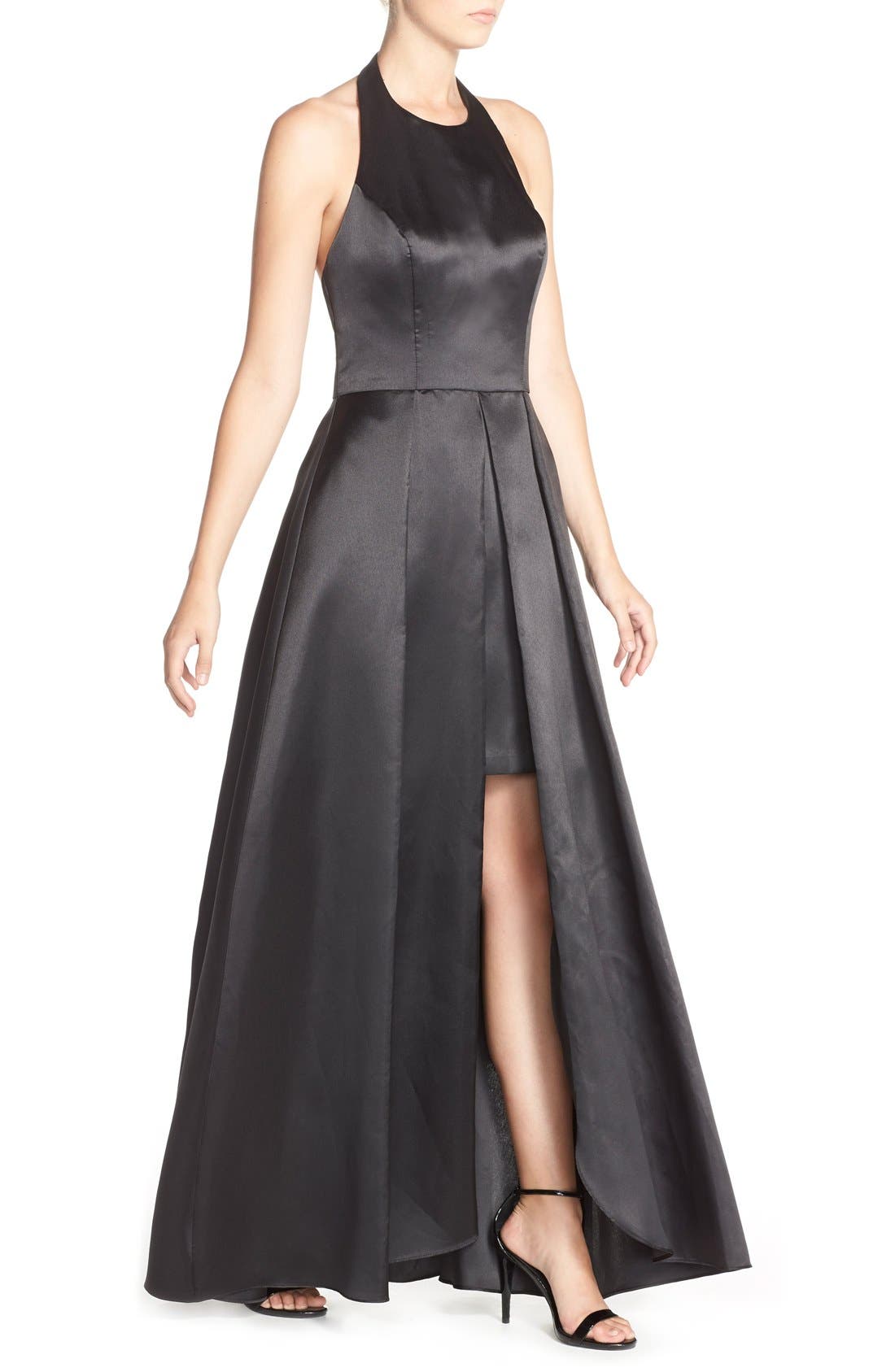 Betsy & Adam Halter Satin Ballgown (Women) | Nordstrom