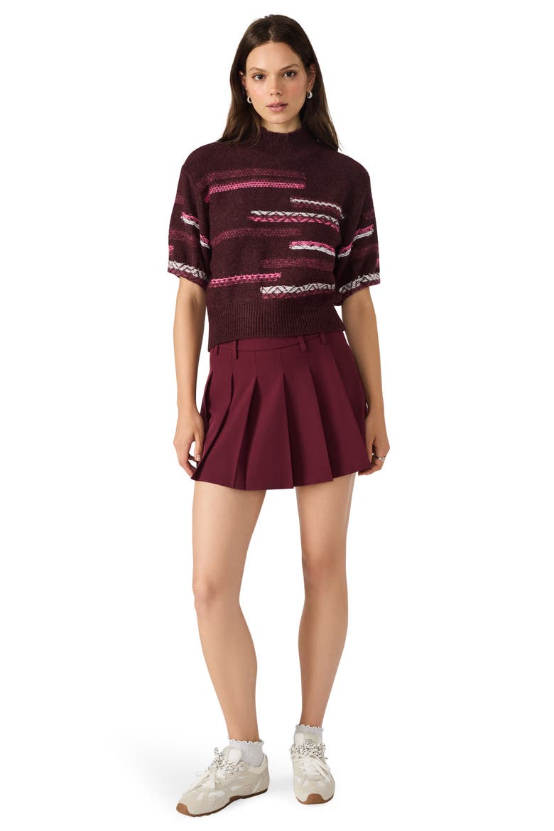 Ketra Mock Neck Crop Sweater, Alternate, color, WINE