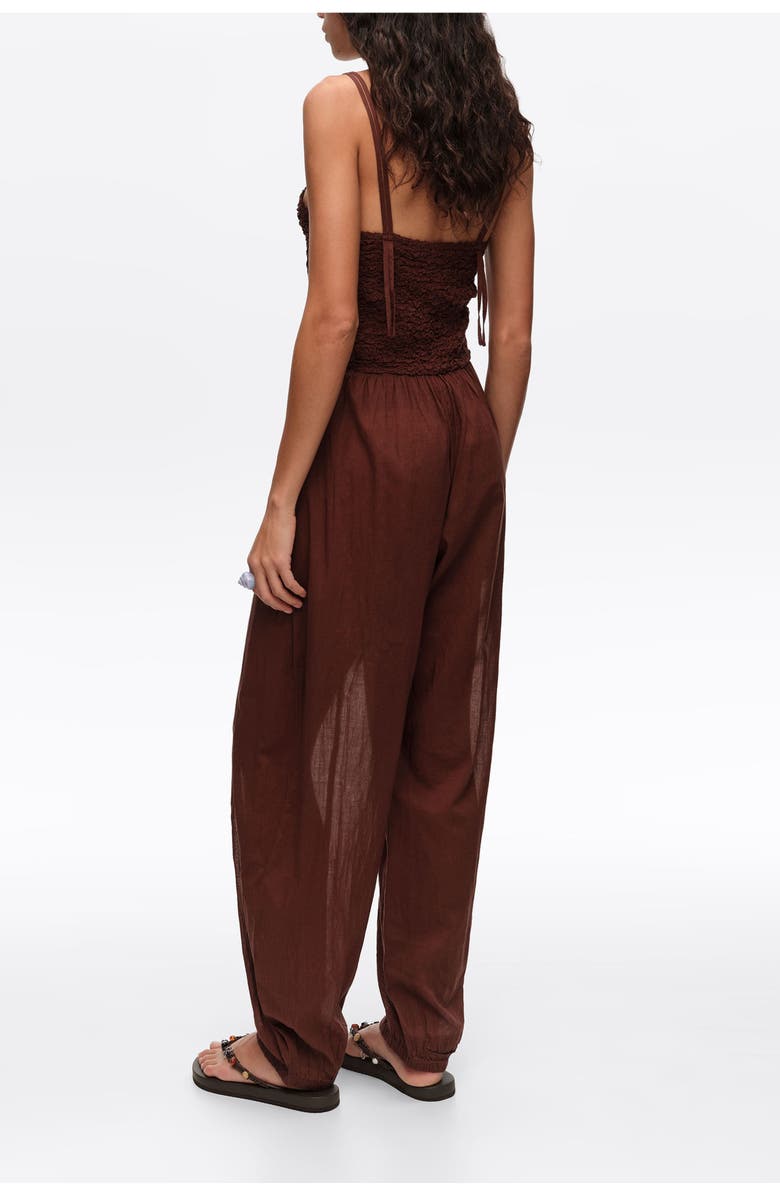 Bimba y Lola Cotton Gathered Balloon Jumpsuit, Alternate, color, Brown