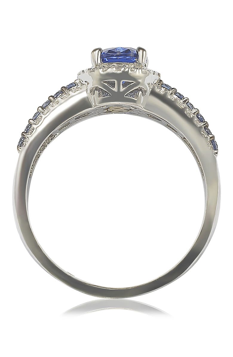 SUZY LEVIAN Sterling Silver Oval Sapphire & Pavé Sapphire Anniversary Ring, Alternate, color,