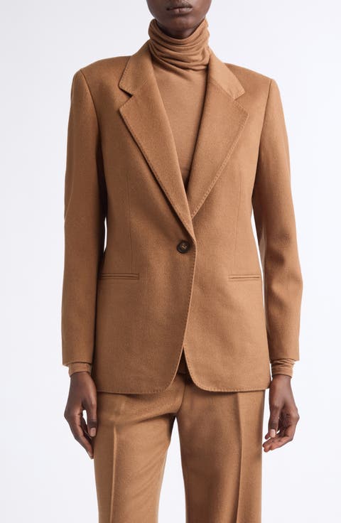 Camel Hair Single Button Jacket