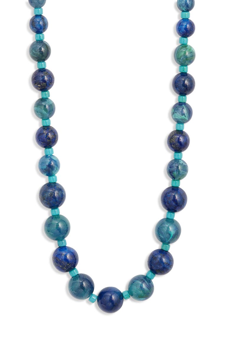 Graduated Beaded Necklace, Main, color, BLUE- TURQUOISE