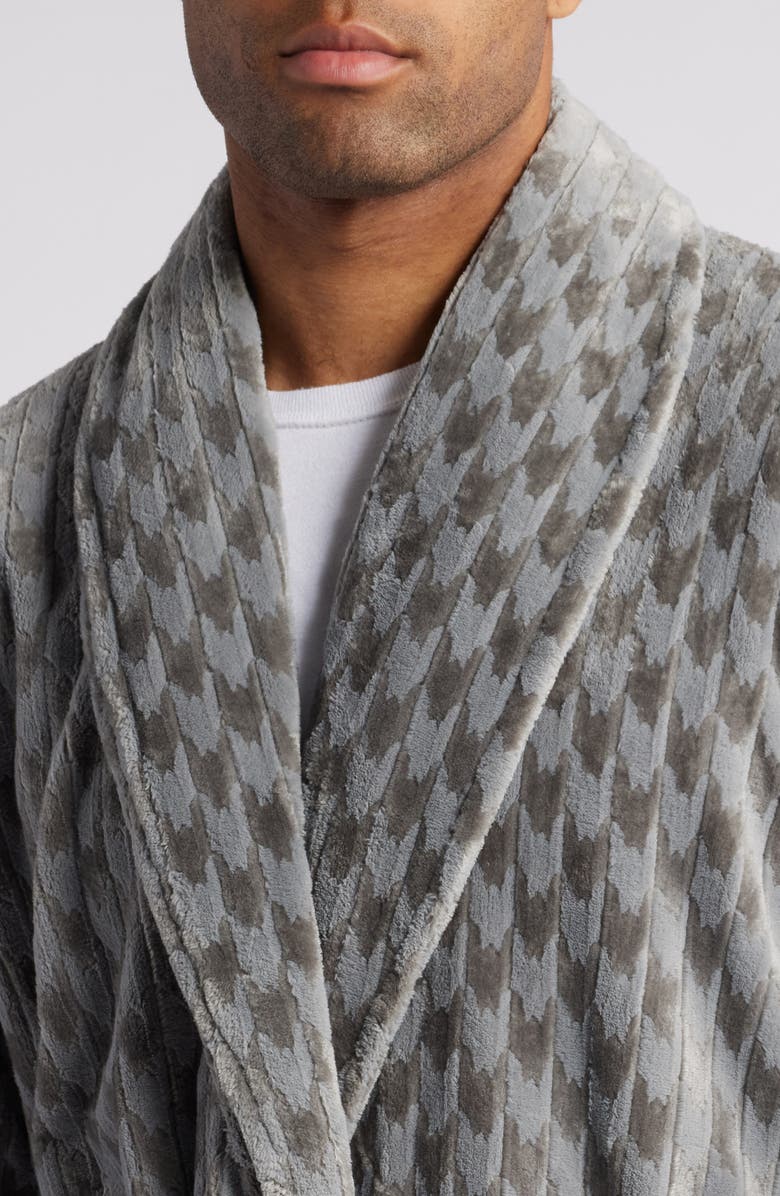 Daniel Buchler Houndstooth Stripe Fleece Robe, Alternate, color,